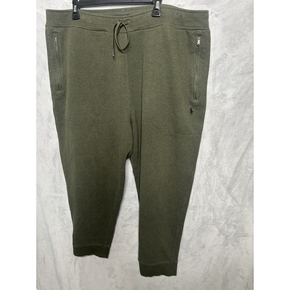 Polo Ralph Lauren Joggers Mens Army Green 2XB Sweatpants Big & Tall Zip Pocket